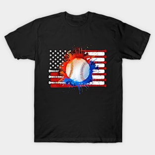 Patriotic USA 4th of July  American Flag Baseball Team T-Shirt